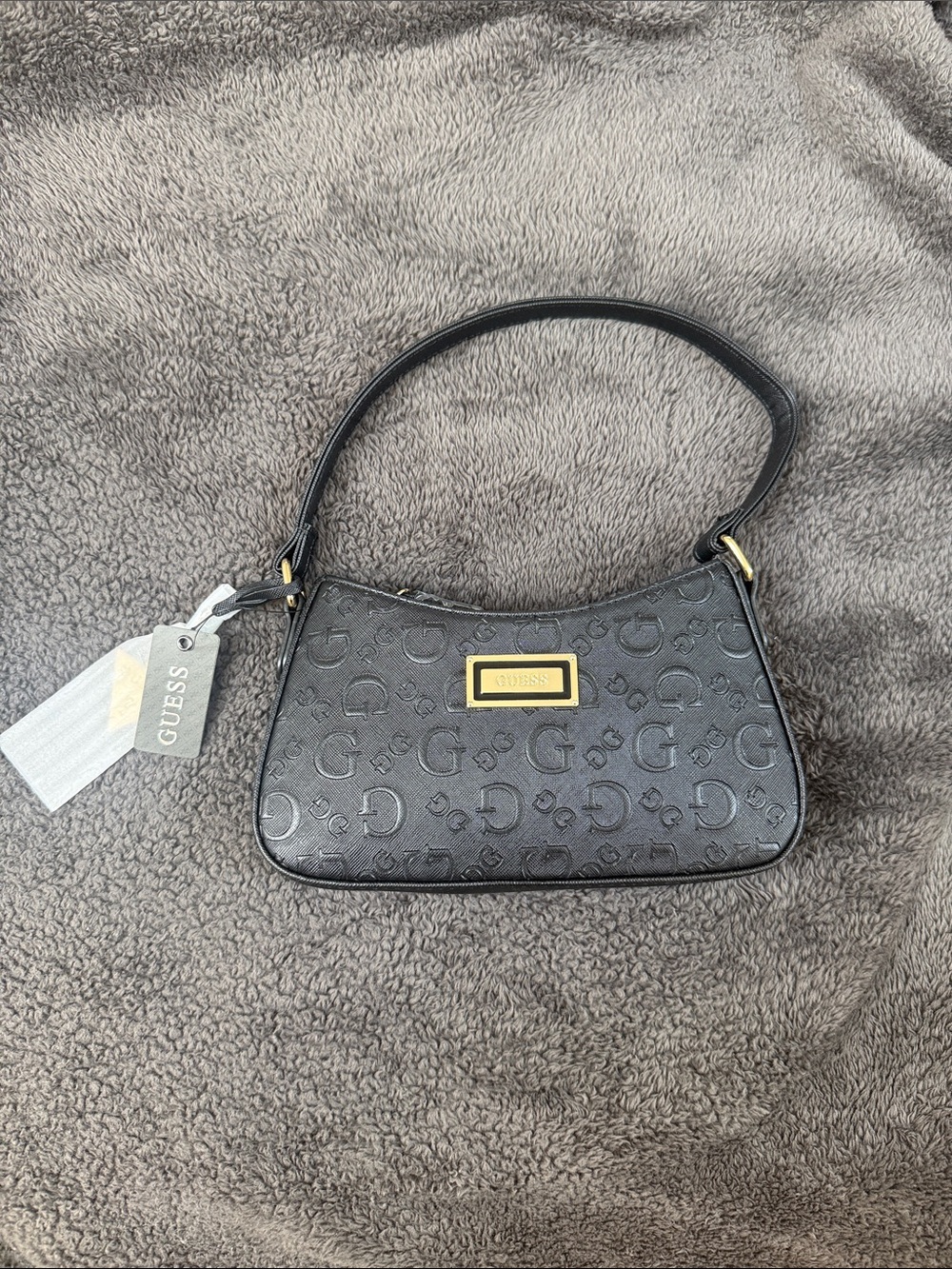 GUESS Black Logo-Print Mini Shoulder Bag - Daphne